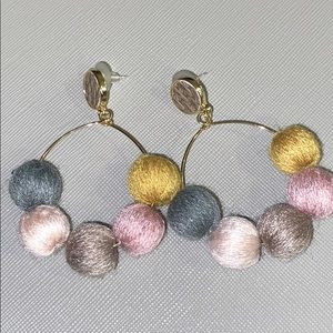 Yarn balls hoop earrings